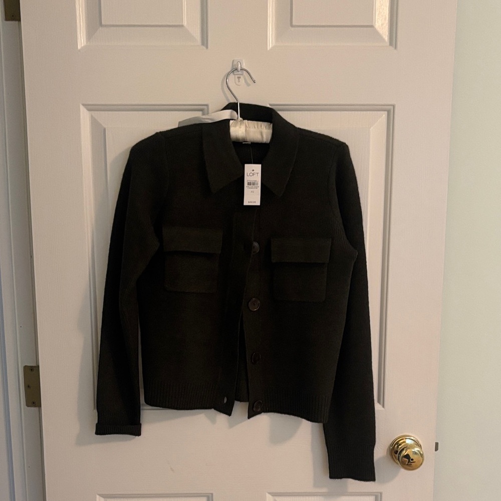 LOFT dark green Women's Sweater